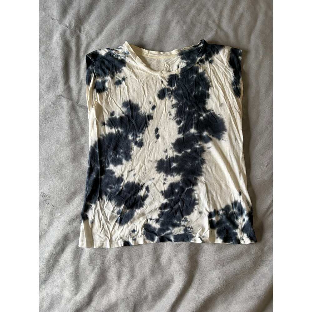 A New Approach ana Womens Tie Dye Muscle Tee Tank Top Black White XS